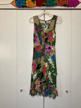 Anthropologie Plenty by Tracy Reese Daphne Faux Wrap Floral Midi Dress Ruffle